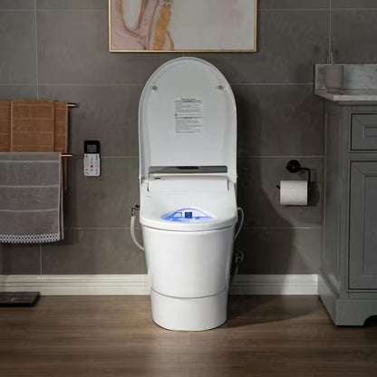 Revel One Piece 1.1GPF/1.6 GPF Dual Flush Elongated Toilet with Advance Smart Bidet Toilet in White