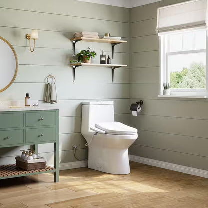 ADA Chair Height Elongated Bidet Toilet Combo Dual Flush 0.8/1.28 GPF in White with Electric Bidet Seat, Warm Air Dryer