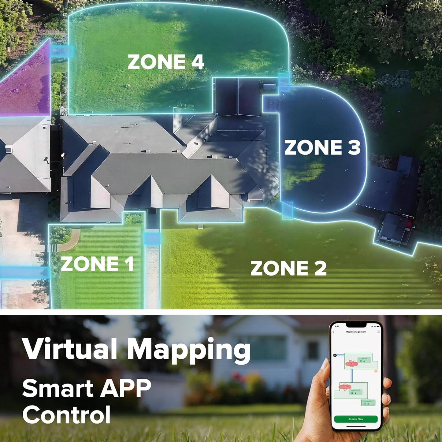Greenworks C20Z Wire-Free Robotic Lawn Mower, up to 1/2 Acre, Rtkvision Navigation, 24-Degree Slope Climbing, Smart Obstacle Avoidance, App Control with Electric Height Adjustment