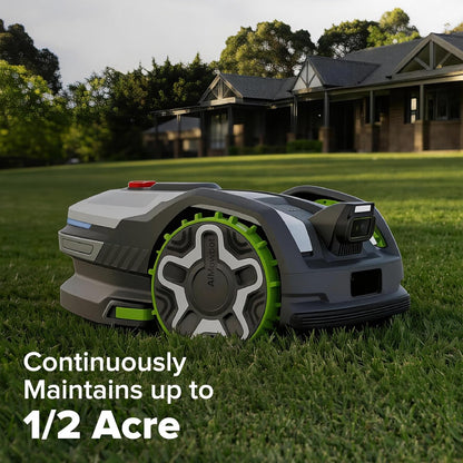 Greenworks C20Z Wire-Free Robotic Lawn Mower, up to 1/2 Acre, Rtkvision Navigation, 24-Degree Slope Climbing, Smart Obstacle Avoidance, App Control with Electric Height Adjustment