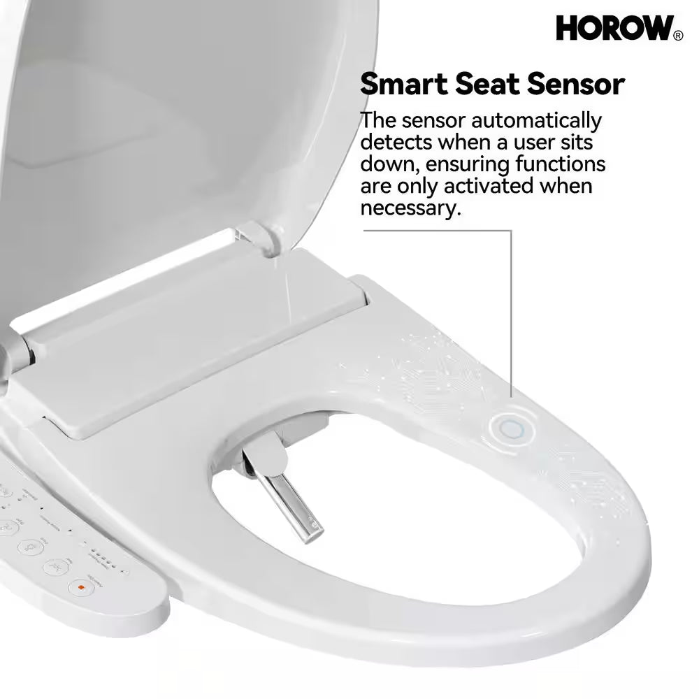 ADA Chair Height Elongated Bidet Toilet Combo Dual Flush 0.8/1.28 GPF in White with Electric Bidet Seat, Warm Air Dryer