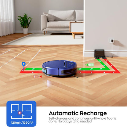 Robot Vacuum and Mop Combo for Pet Hair, Robotic Vacuum for Hard Floors and Carpets, 2.87'' Ultra-Slim, with 3D Obstacle Avoidance, Wi-Fi/App/Voice Controlled, Self-Charging