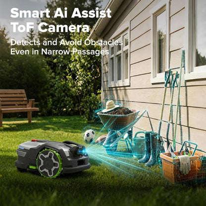 Greenworks C20Z Wire-Free Robotic Lawn Mower, up to 1/2 Acre, Rtkvision Navigation, 24-Degree Slope Climbing, Smart Obstacle Avoidance, App Control with Electric Height Adjustment