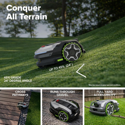 Greenworks C20Z Wire-Free Robotic Lawn Mower, up to 1/2 Acre, Rtkvision Navigation, 24-Degree Slope Climbing, Smart Obstacle Avoidance, App Control with Electric Height Adjustment