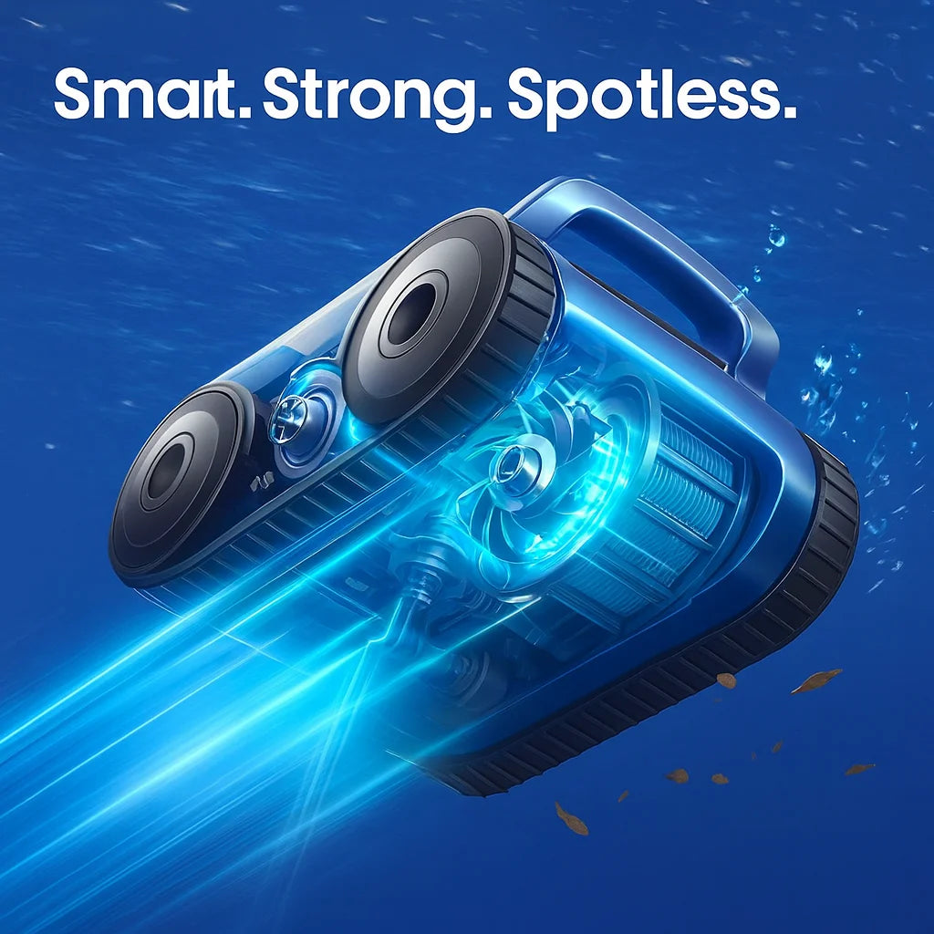 Upgrade Cordless Robotic Pool Cleaner – Wireless Battery Pool Cleaner with Sonar Navigation, Auto-Path Planning, Wall & Waterline Climbing, Tangle-Free Design for In-Ground / Above-Ground Pools