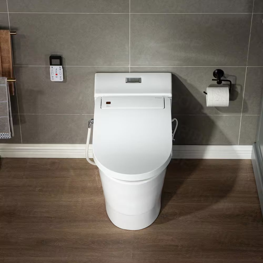 Revel One Piece 1.1GPF/1.6 GPF Dual Flush Elongated Toilet with Advance Smart Bidet Toilet in White