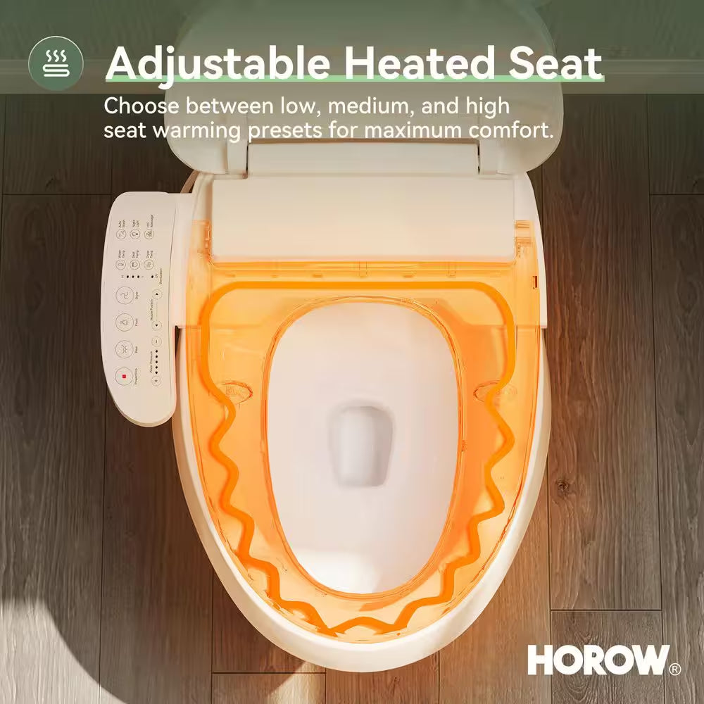 21 In. Extra Tall 2-Piece 1.28 GPF Single Flush Elongated Toilet in White Flush with Smart Bidet Seat