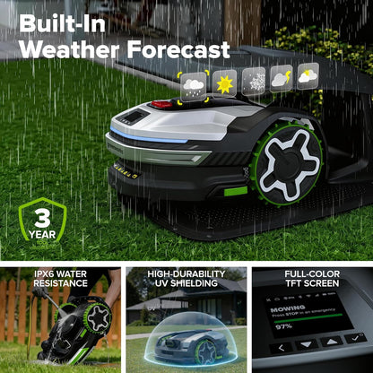 Greenworks C20Z Wire-Free Robotic Lawn Mower, up to 1/2 Acre, Rtkvision Navigation, 24-Degree Slope Climbing, Smart Obstacle Avoidance, App Control with Electric Height Adjustment