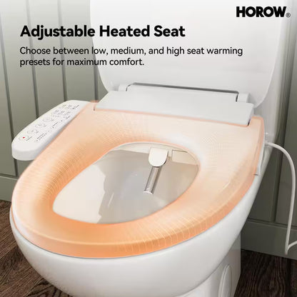 ADA Chair Height Elongated Bidet Toilet Combo Dual Flush 0.8/1.28 GPF in White with Electric Bidet Seat, Warm Air Dryer