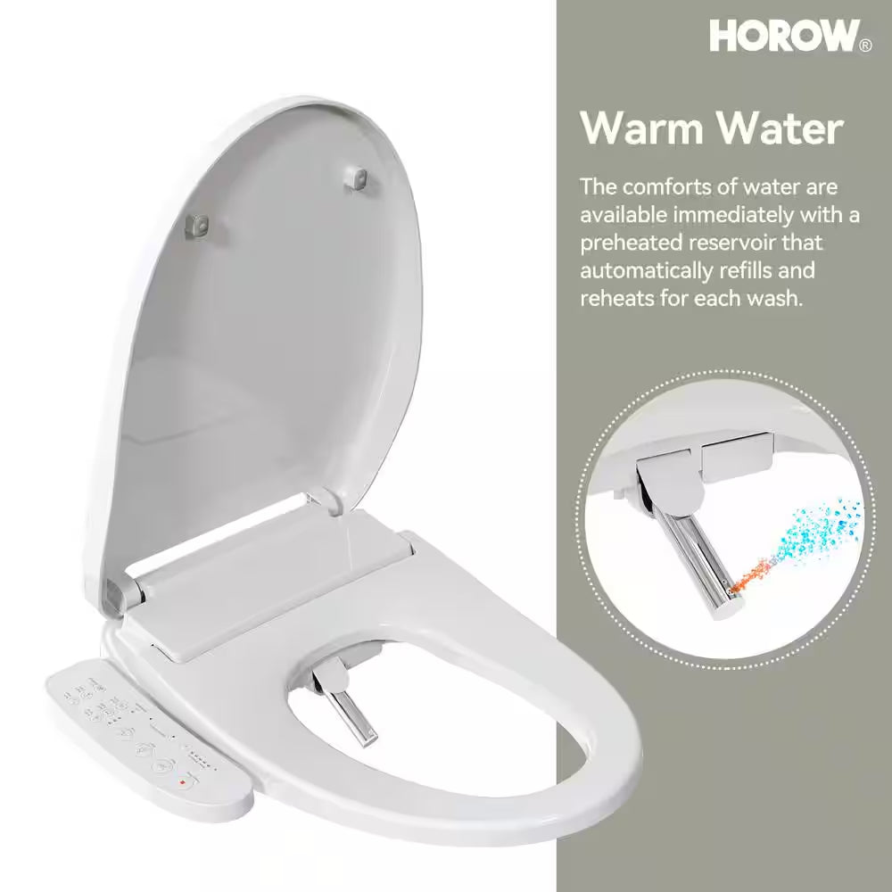 ADA Chair Height Elongated Bidet Toilet Combo Dual Flush 0.8/1.28 GPF in White with Electric Bidet Seat, Warm Air Dryer