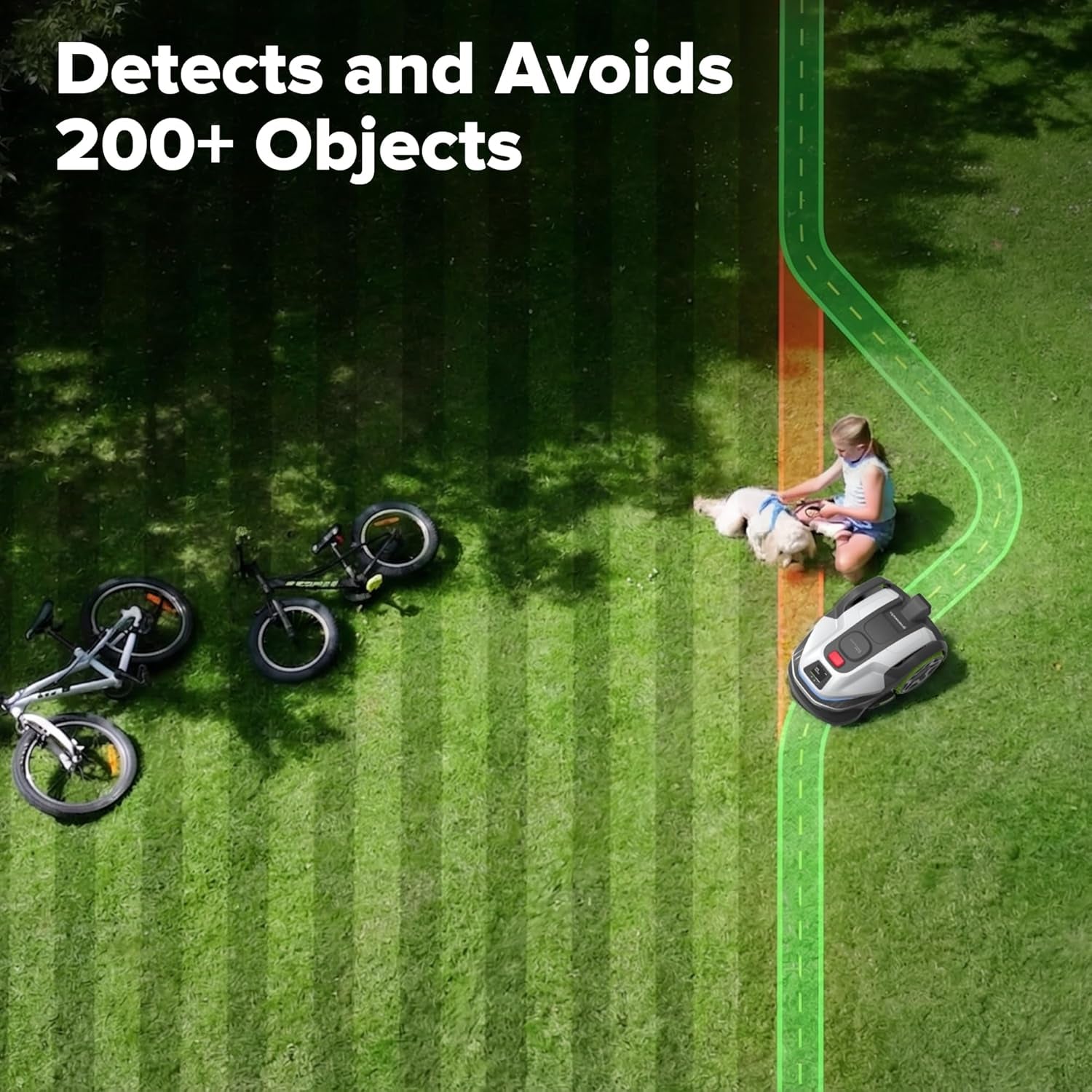 Greenworks C20Z Wire-Free Robotic Lawn Mower, up to 1/2 Acre, Rtkvision Navigation, 24-Degree Slope Climbing, Smart Obstacle Avoidance, App Control with Electric Height Adjustment