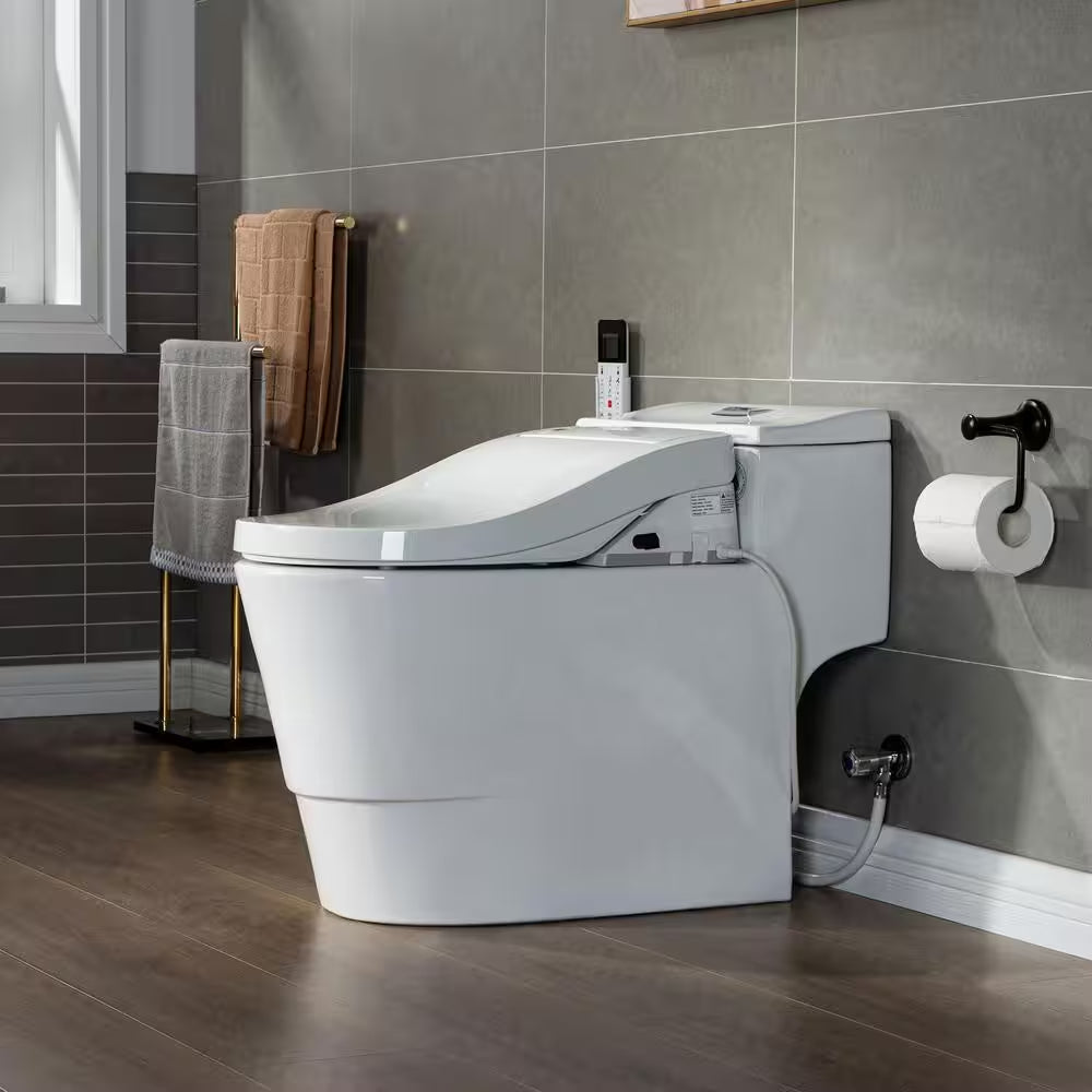 Revel One Piece 1.1GPF/1.6 GPF Dual Flush Elongated Toilet with Advance Smart Bidet Toilet in White
