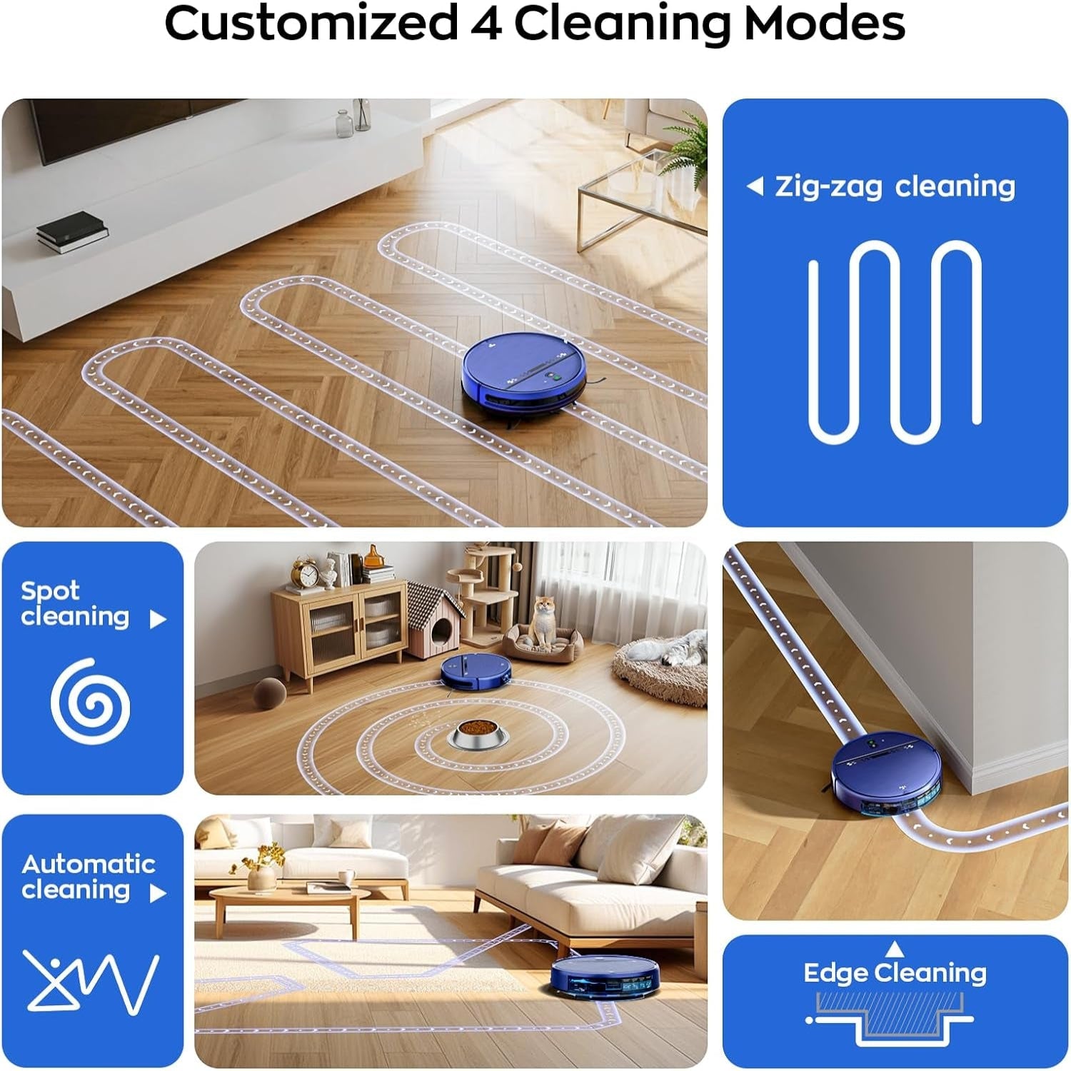 Robot Vacuum and Mop Combo for Pet Hair, Robotic Vacuum for Hard Floors and Carpets, 2.87'' Ultra-Slim, with 3D Obstacle Avoidance, Wi-Fi/App/Voice Controlled, Self-Charging