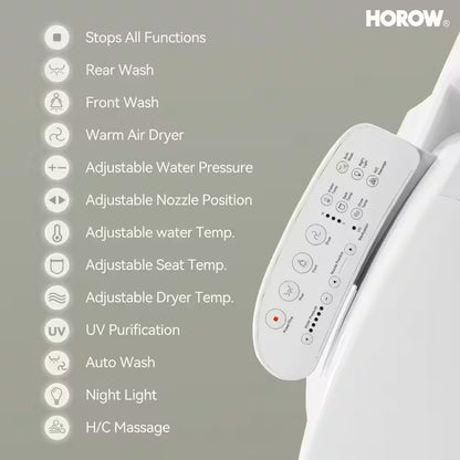 ADA Chair Height Elongated Bidet Toilet Combo Dual Flush 0.8/1.28 GPF in White with Electric Bidet Seat, Warm Air Dryer