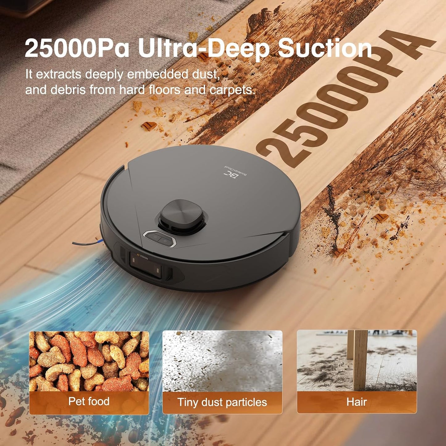 Bcdroid A10 Ultra Robot Vacuum and Mop, 25,000Pa Suction, Triple Lift System, Self-Emptying, Self-Refilling, All-In-One Self-Cleaning Station, AI Obstacle Avoidance