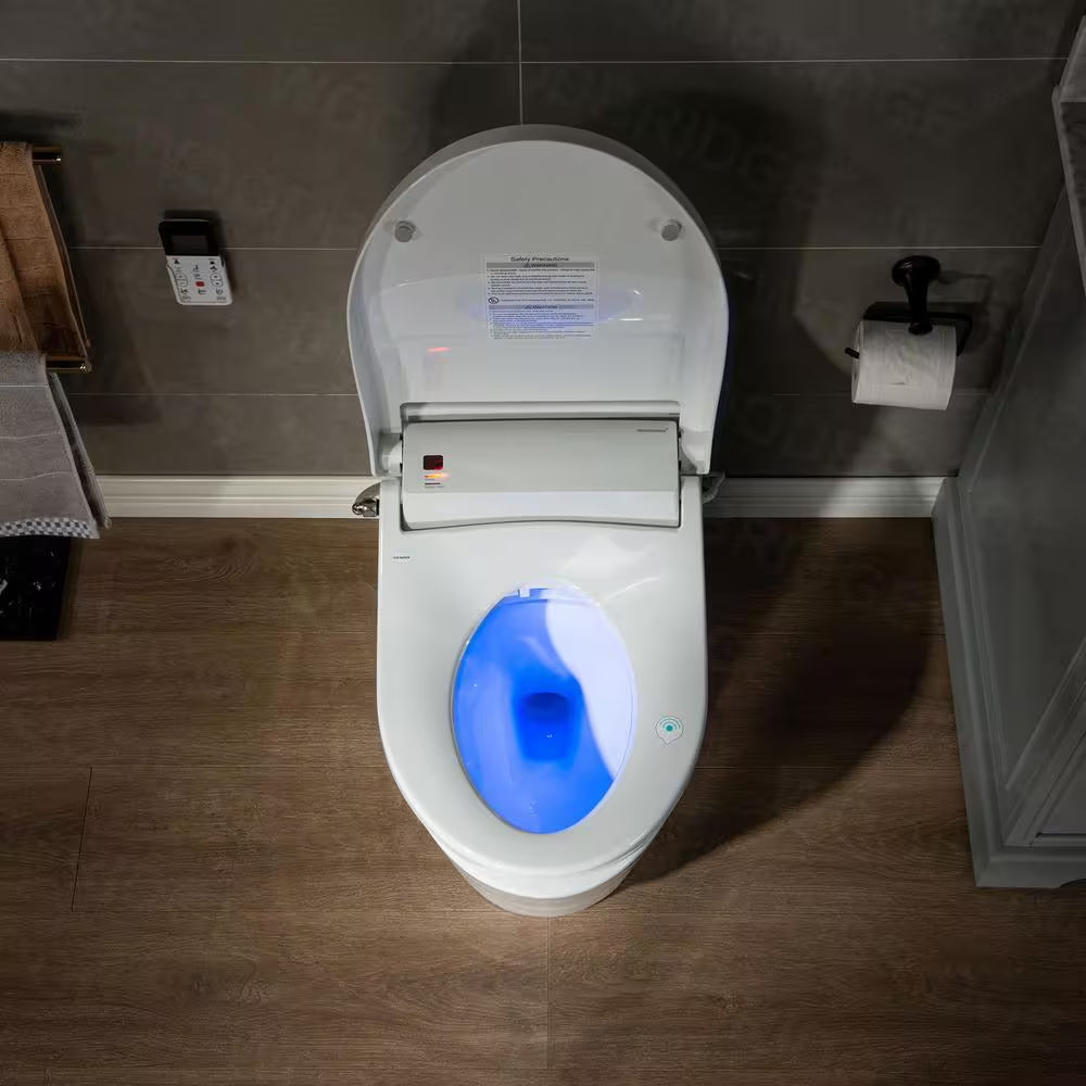 Revel One Piece 1.1GPF/1.6 GPF Dual Flush Elongated Toilet with Advance Smart Bidet Toilet in White