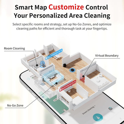 Robot Vacuum and Mop Combo with Self-Emptying, Customizable Map Cleaning with Lidar Navigation, 6000Pa Suction, Smart No-Go Zones, 70Days Hands-Free Robotic Vacuum Cleaner for Floor, Carpet, Pet Hair