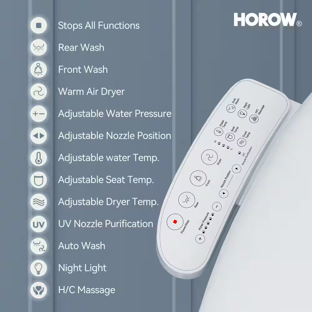 21 In. Heightened 1.1/1.6 GPF Dual Flush Elongated Toilet in White Flush with Smart Bidet Seat, 2-Piece