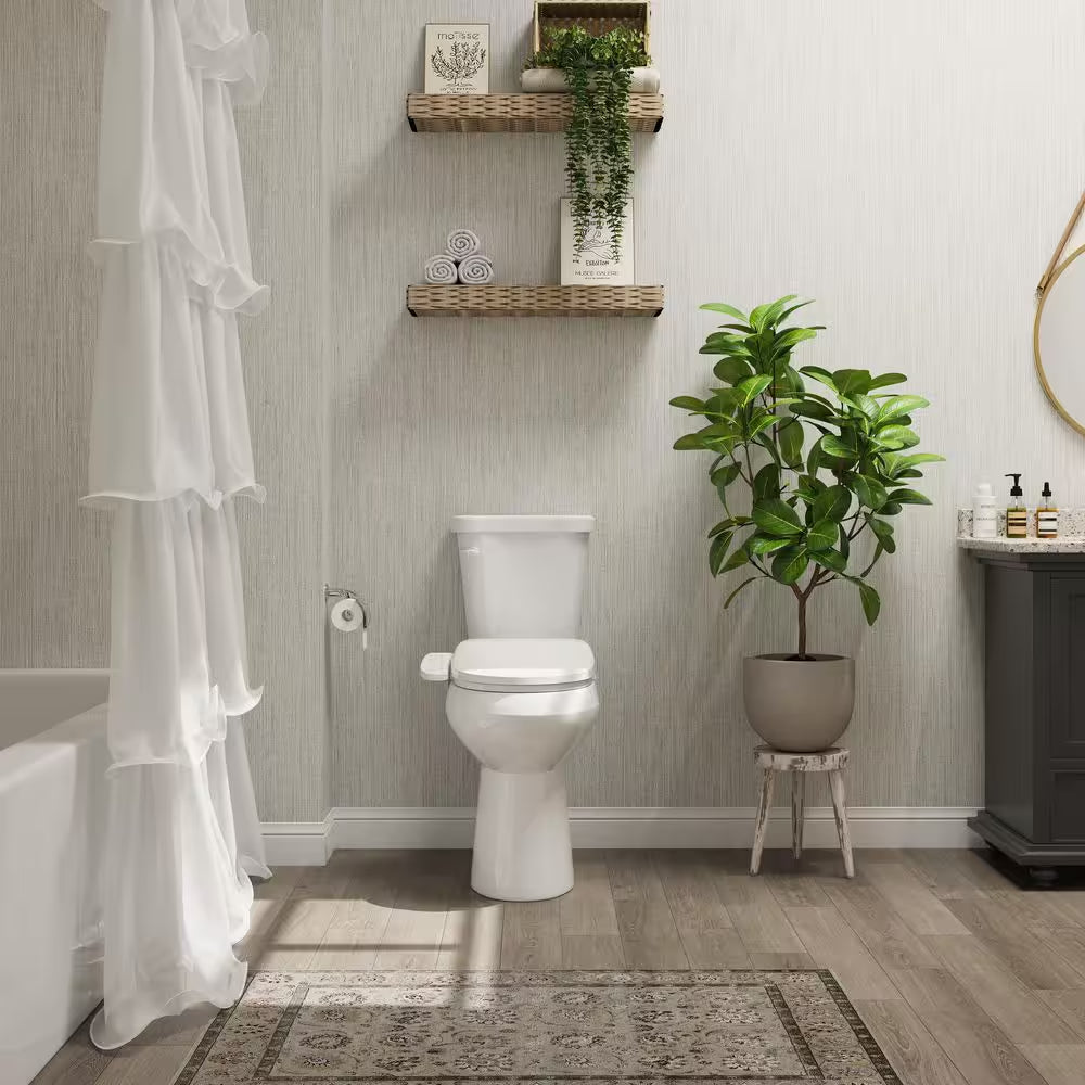 21 In. Extra Tall 2-Piece 1.28 GPF Single Flush Elongated Toilet in White Flush with Smart Bidet Seat