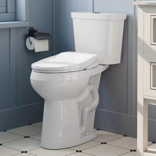 21 In. Heightened 1.1/1.6 GPF Dual Flush Elongated Toilet in White Flush with Smart Bidet Seat, 2-Piece