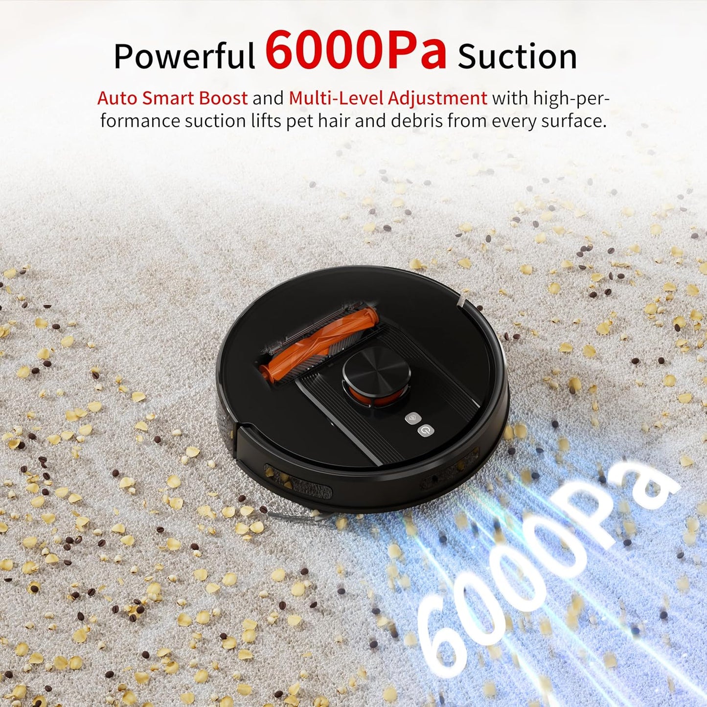 Robot Vacuum and Mop Combo with Self-Emptying, Customizable Map Cleaning with Lidar Navigation, 6000Pa Suction, Smart No-Go Zones, 70Days Hands-Free Robotic Vacuum Cleaner for Floor, Carpet, Pet Hair
