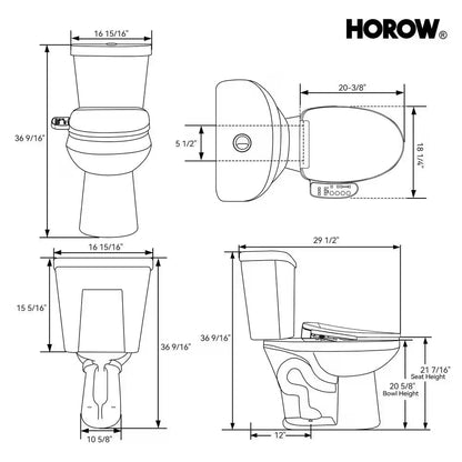 21 In. Heightened 1.1/1.6 GPF Dual Flush Elongated Toilet in White Flush with Smart Bidet Seat, 2-Piece