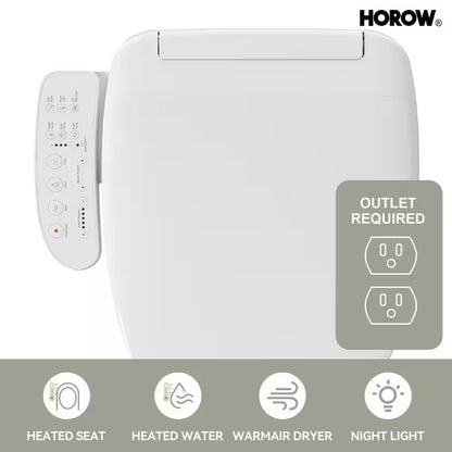 ADA Chair Height Elongated Bidet Toilet Combo Dual Flush 0.8/1.28 GPF in White with Electric Bidet Seat, Warm Air Dryer