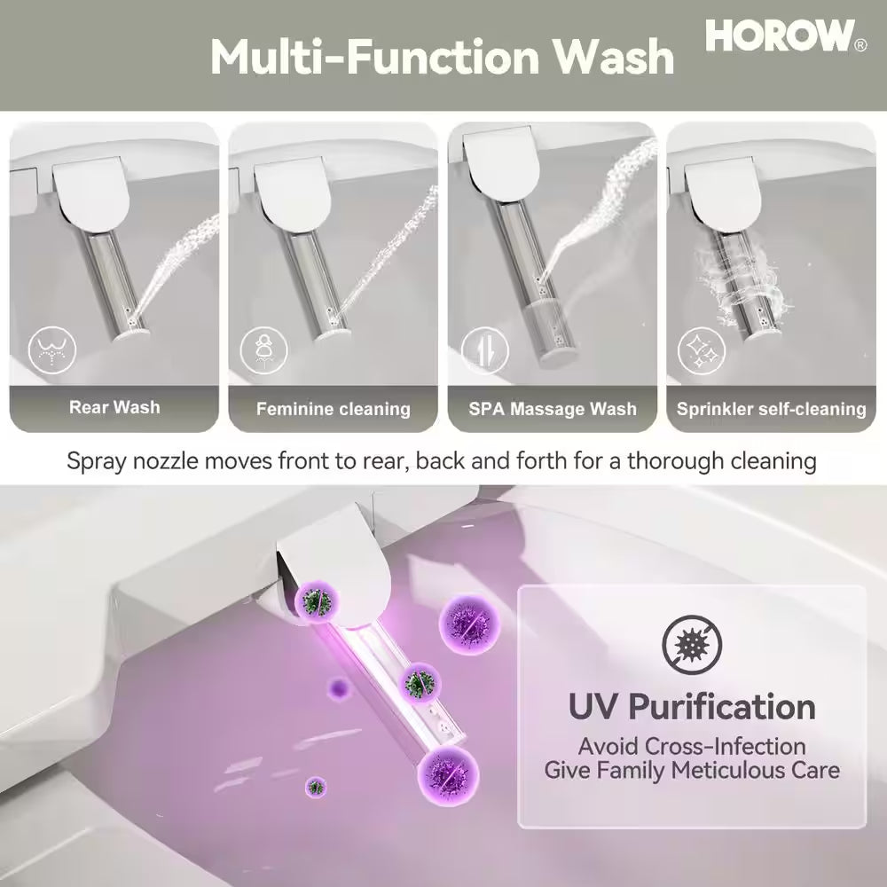 ADA Chair Height Elongated Bidet Toilet Combo Dual Flush 0.8/1.28 GPF in White with Electric Bidet Seat, Warm Air Dryer
