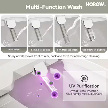 ADA Chair Height Elongated Bidet Toilet Combo Dual Flush 0.8/1.28 GPF in White with Electric Bidet Seat, Warm Air Dryer