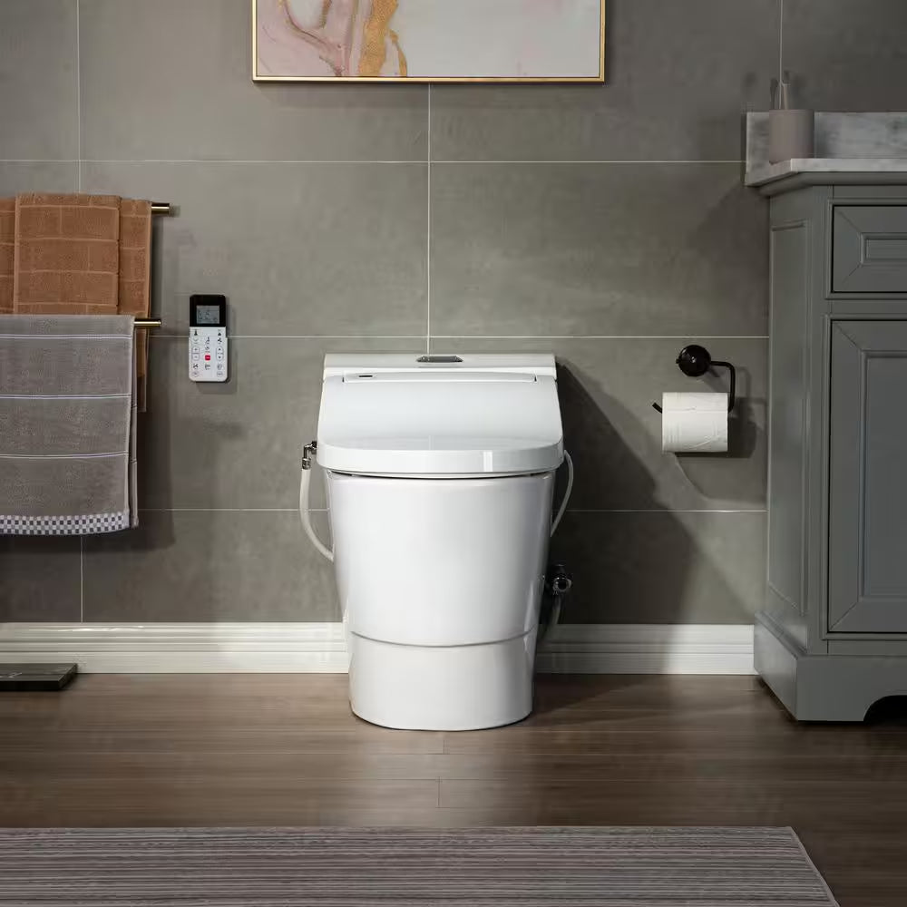Revel One Piece 1.1GPF/1.6 GPF Dual Flush Elongated Toilet with Advance Smart Bidet Toilet in White